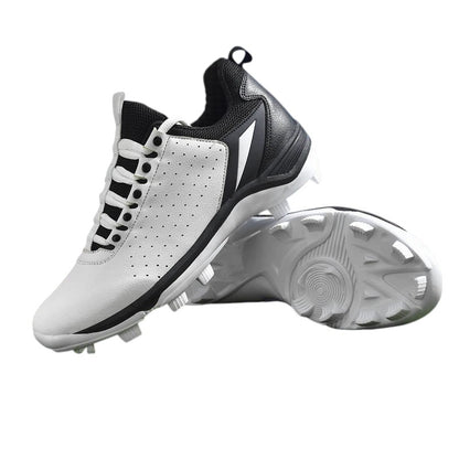COMFORTH Men's white and black athletic cleats with perforated synthetic leather upper and advanced cleat plate.