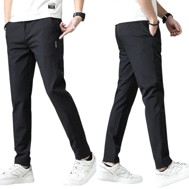 COMFORTH Men's black casual stretch chino pants with a slim fit, perfect for everyday wear.