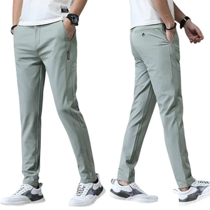 COMFORTH Men's light green casual stretch chino pants, slim fit, cotton-spandex blend, versatile for smart-casual or relaxed wear.