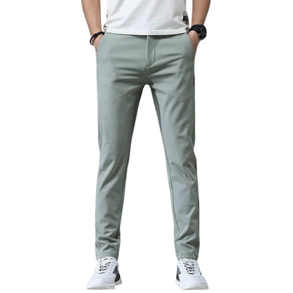 COMFORTH Men's casual stretch chino pants in light grey, slim fit, cotton-spandex blend.