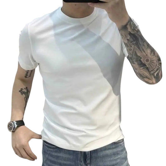 COMFORT Men's white short sleeve crew neck t-shirt, soft-touch fabric, casual everyday wear.