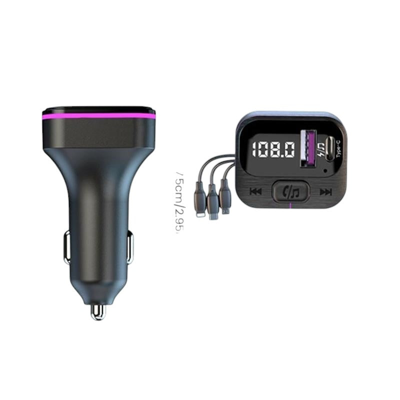 COMFORTH black multi-port car charger with Bluetooth 5.0, USB, Type-C ports, and LED display.