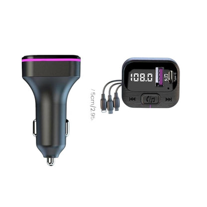 COMFORTH black multi-port car charger with Bluetooth 5.0, USB, Type-C ports, and LED display.