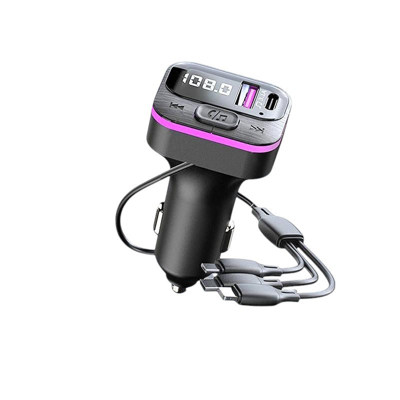 COMFORTH black multi-port car charger with Bluetooth 5.0, USB and Type-C ports, and LED accent lighting.