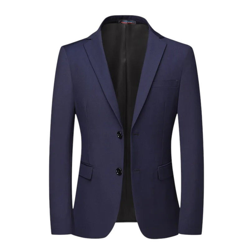 COMFORTH Men's Classic Fashion Suit Jacket in navy blue, featuring a two-button closure and notched lapels.