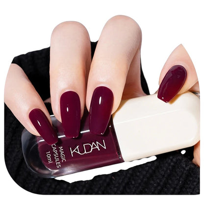 COMFORTH 10ml water-based peel off nail polish in deep berry shade, glossy finish.