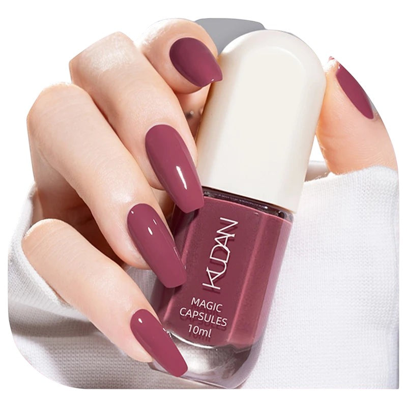 COMFORTH water-based peel off nail polish in a dusty rose shade, 10ml bottle.