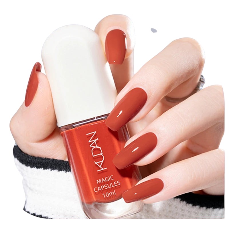 COMFORTH water-based peel off nail polish in terracotta shade, 10ml bottle.