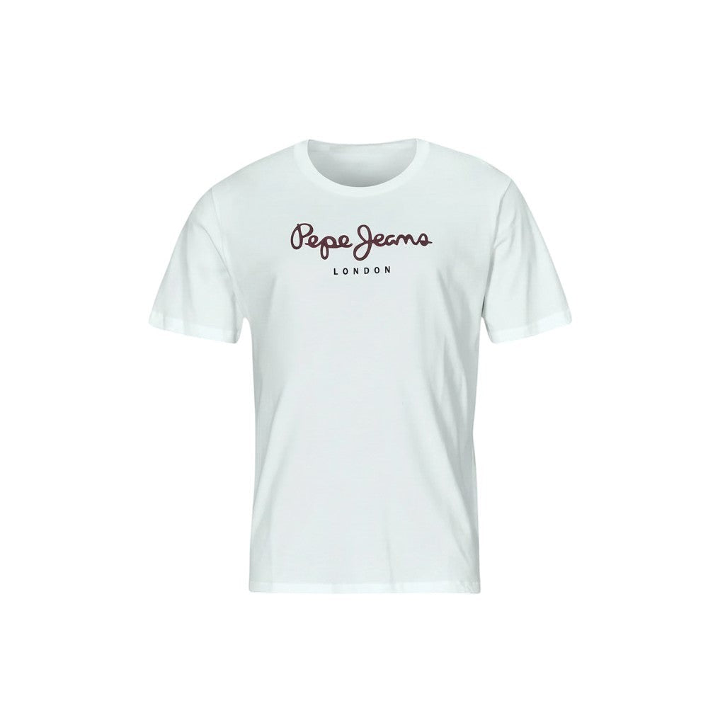 COMFORT white cotton graphic t-shirt with Pepe Jeans London logo on chest. Short sleeves, crew neck.