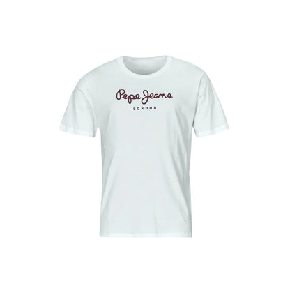 COMFORT white cotton graphic t-shirt with Pepe Jeans London logo on chest. Short sleeves, crew neck.