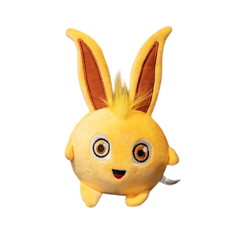 COMFORTH plush yellow bunny toy with large embroidered eyes and a smiling mouth, perfect for children.