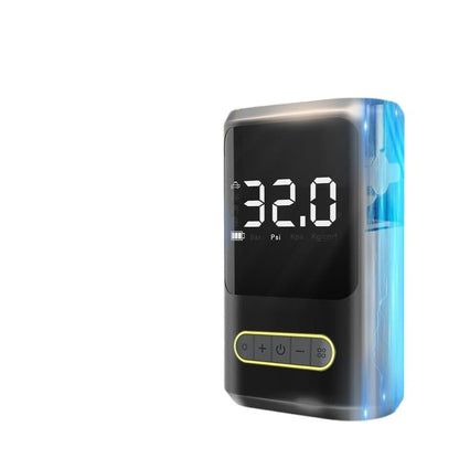 COMFORT portable digital tire inflator with built-in LED light and digital display showing 32.0 PSI.