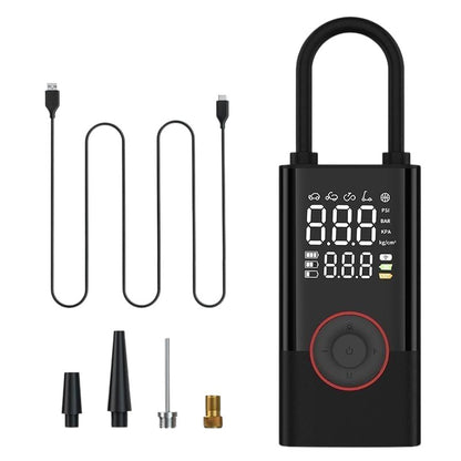 COMFORTH Portable Digital Tire Inflator with built-in LED light and digital display showing PSI, BAR, KPA, Kg/cm².
