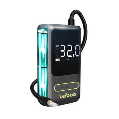 COMFORT portable digital tire inflator with LED light and digital display showing 32.0 PSI