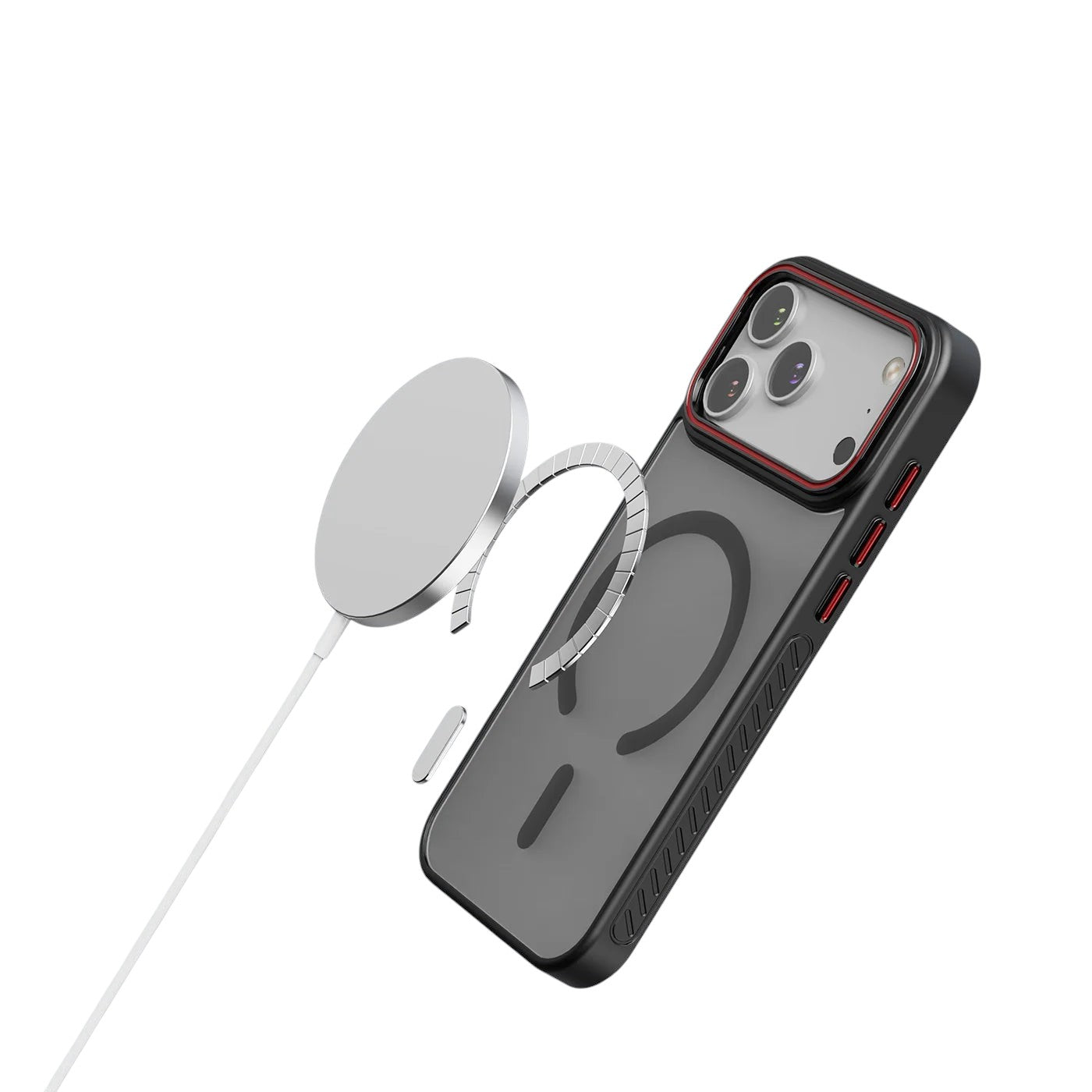COMFORTH protective phone case with magnetic ring, black, shock-absorbent material, MagSafe compatible.