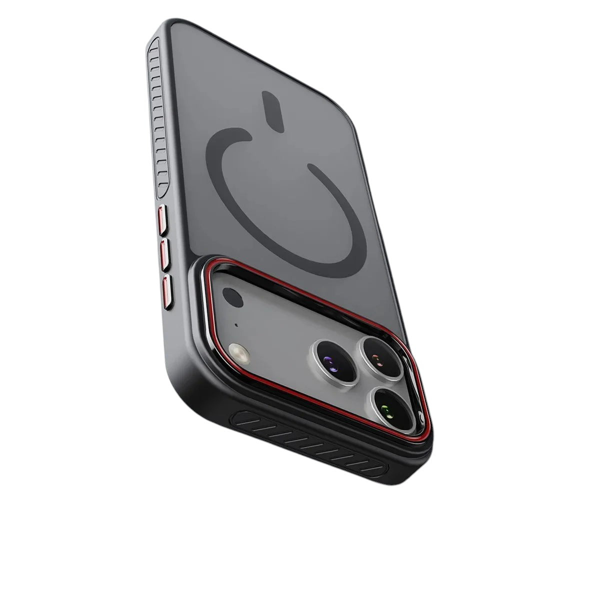 COMFORTH protective phone case with magnetic ring, shock-absorbent, clear back, black and red trim