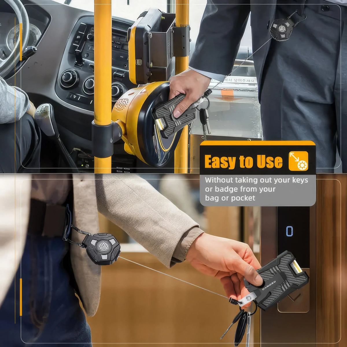 Retractable ID Card Badge Holder with Carabiner Clip