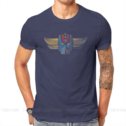 COMFORTH navy blue cotton t-shirt with a retro robot head graphic in blue, red, and yellow.