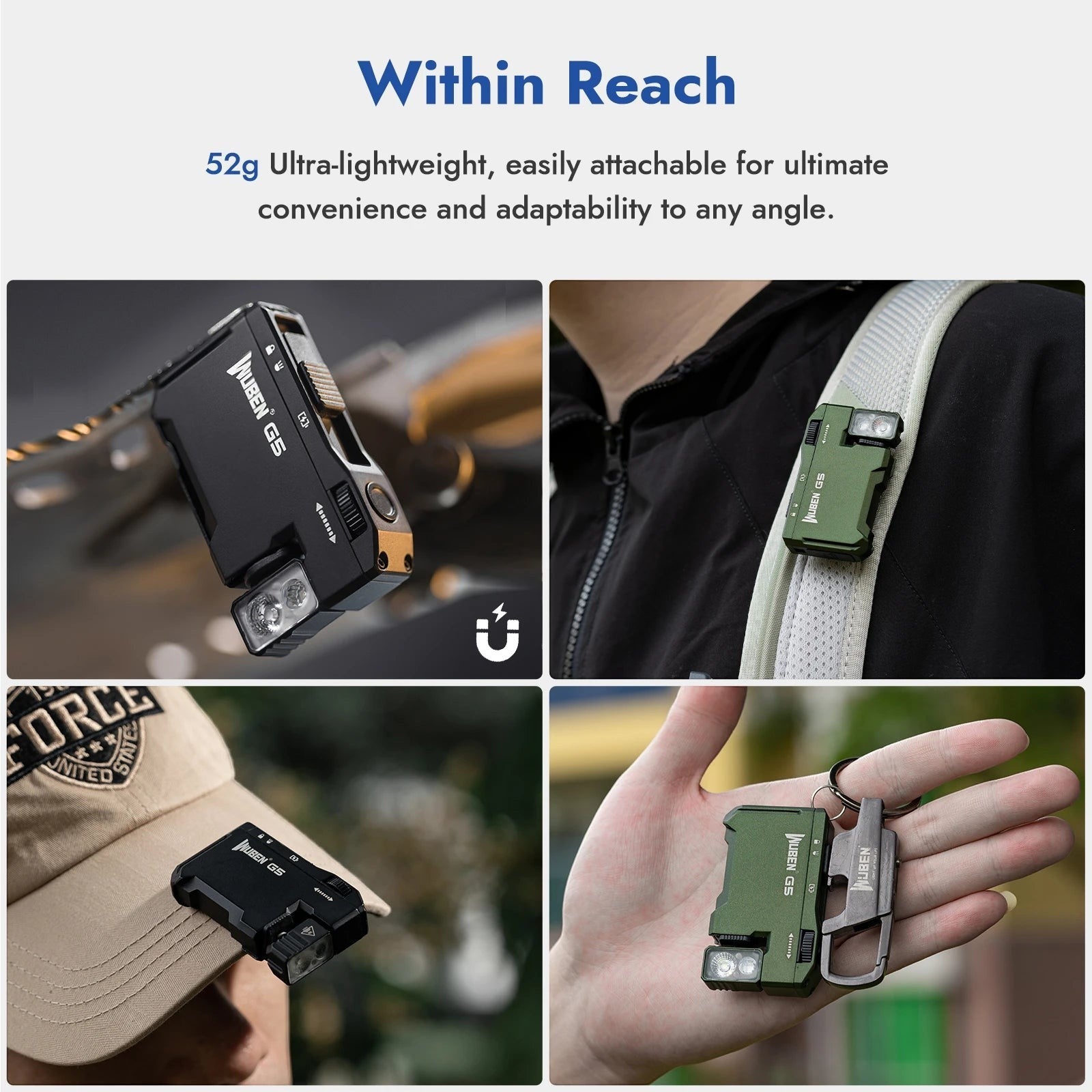 COMFORTH 400 lumens black and olive green rotating head flashlight with clip and keychain attachment