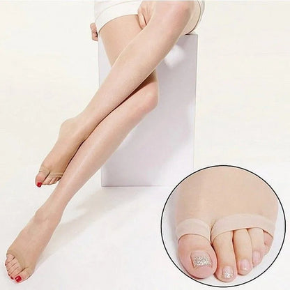 COMFORT sheer toe-less pantyhose in a natural skin tone, made from a breathable nylon blend.