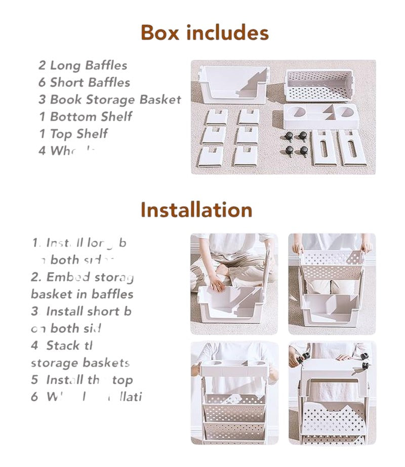 COMFORTH white plastic slim rolling storage cart with 3 tiers and casters, ideal for small spaces.