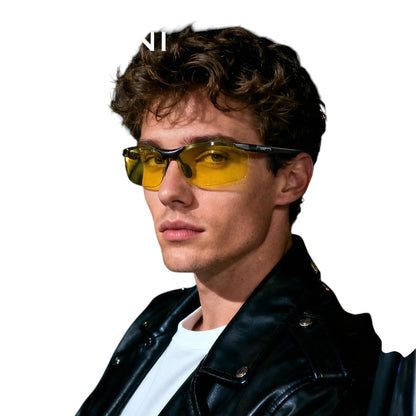 COMFORTH Sport Performance Sunglasses with yellow lenses and carbon fiber accents on temples. Men's active lifestyle eyewear.