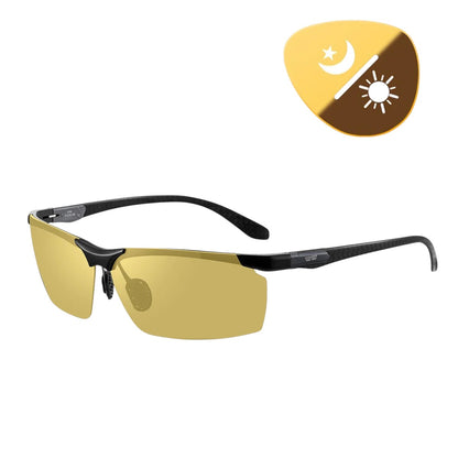 COMFORTH Sport Performance Sunglasses with yellow lenses and carbon fiber accents on temples. Suitable for day and night.
