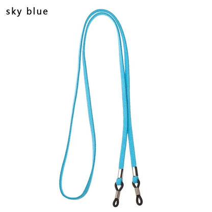 COMFORT sky blue suede eyeglass chain strap with adjustable silicone loops