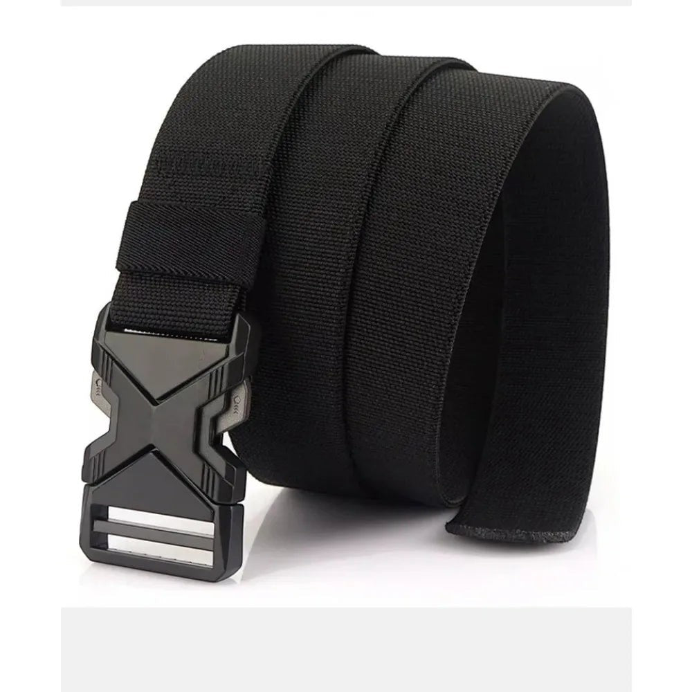 COMFORTH black nylon tactical belt with quick-release alloy buckle, adjustable fit for versatile use.