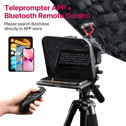 COMFORTH teleprompter for phones and tablets with Bluetooth remote control, ideal for vlogging and content creation.
