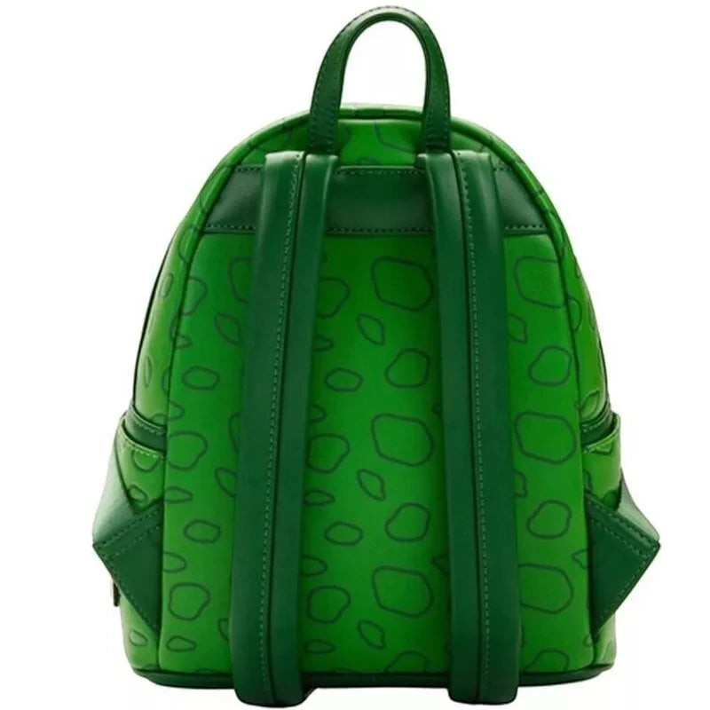 COMFORTH Toy Story Rex Dinosaur Backpack, green faux leather with all-over Rex print, adjustable straps, top handle.