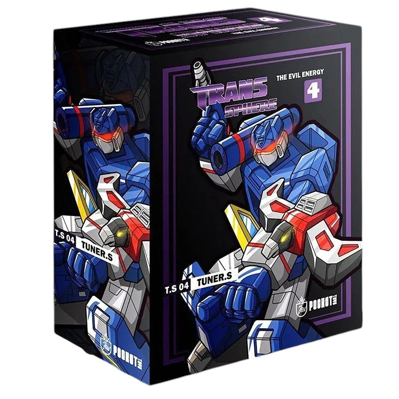 COMFORTH Transformers The Evil Energy 4 Tuner S action figure box, featuring blue robot with red and silver accents, and yellow screen detail.