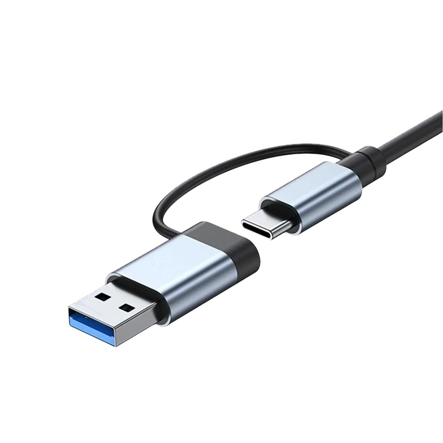COMFORTH USB C to USB 3.0 adapter cable with silver aluminum alloy connectors and black cable.