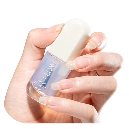COMFORTH water-based peel off nail polish bottle with a light blue iridescent sheen, 10ml.