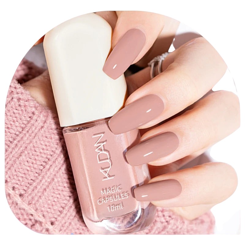 COMFORTH water-based peel off nail polish in a nude shade, 10ml bottle.