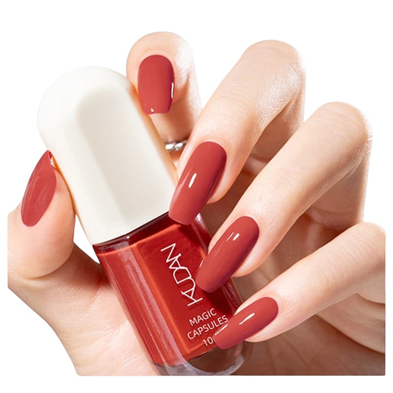 COMFORTH water-based peel off nail polish in a terracotta shade, 10ml bottle.