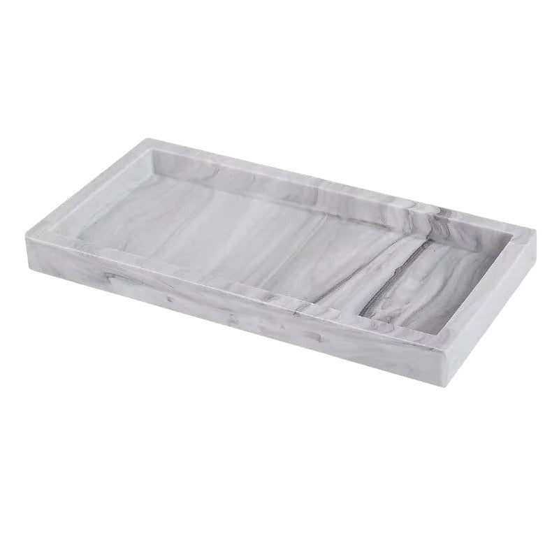 COMFORTH white marble resin rectangular decorative tray for countertop organization