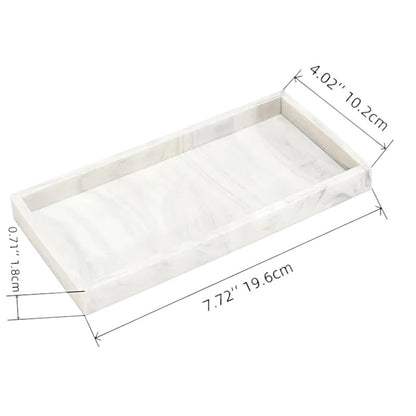 COMFORTH white marble resin rectangular decorative tray for countertop organization, 7.72" L x 4.02" W