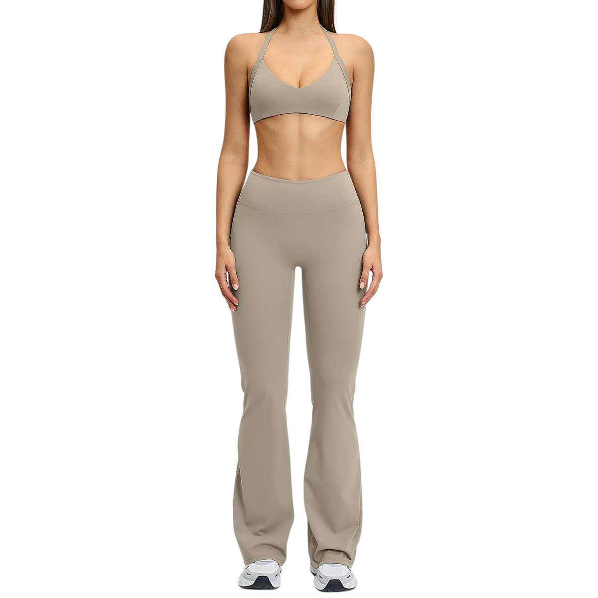 Comfort Women's High Waisted Flare Yoga Pants Frost Gray Set
