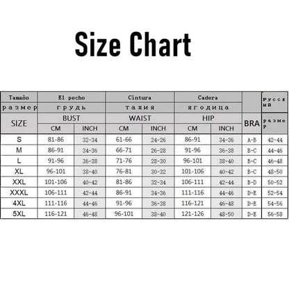 COMFORTH women's size chart for swimwear, showing bust, waist, hip, and bra measurements in cm and inches.