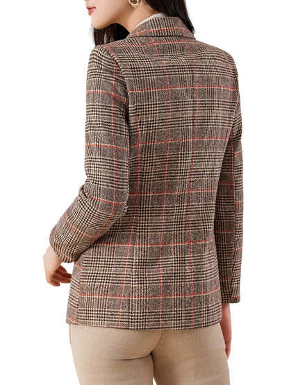 Women's Plaid Patterned Blazer Jacket