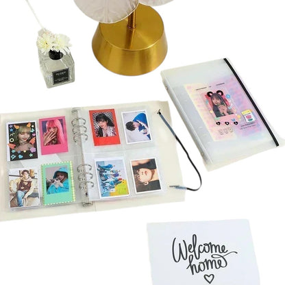 COMFORTH A5 Kpop photocard binder album with sleeves, clear PP cover, 6-ring binder, and 8 inner pages for collecting photos.
