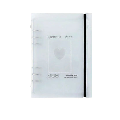 COMFORTH A5 Kpop photocard binder album with sleeves, clear PP cover, loose-leaf design, and elastic closure.