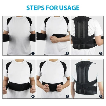 COMFORTHere is the original image: Adjustable black mesh posture corrector back brace with adjustable straps and support plates for men and women.