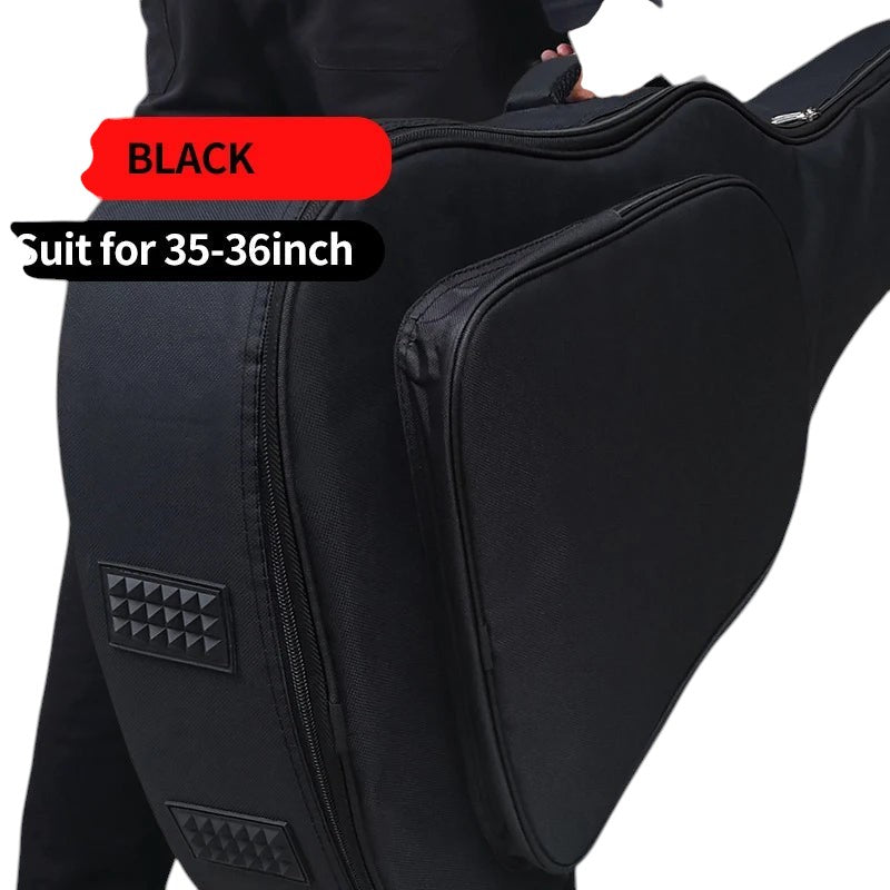 COMFORTH black padded guitar gig bag with carrying handle and accessory pocket, water-resistant fabric