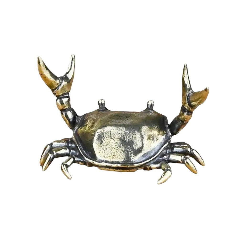COMFORTH antique brass crab pen holder stand with detailed legs and claws, perfect for desk organization.