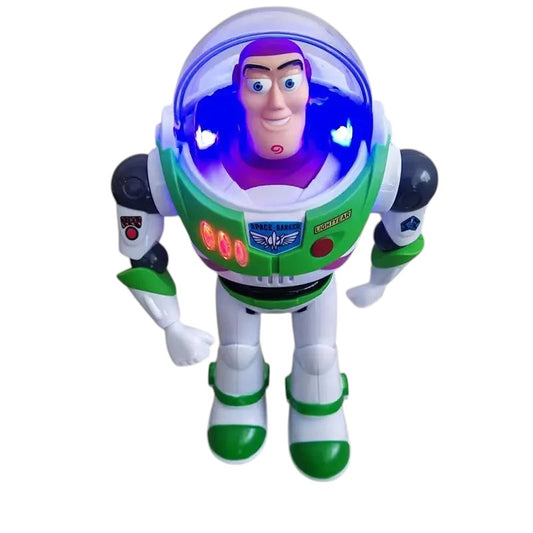 COMFORTH Toy Story 4 Buzz Lightyear action figure, white, green, and purple plastic with lights and sound effects.