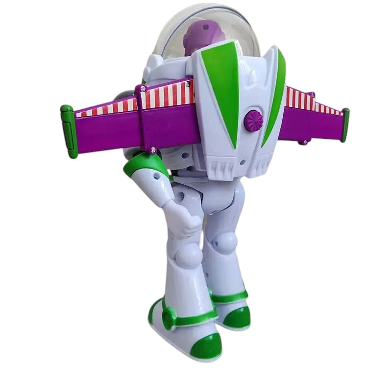 COMFORTH Toy Story 4 Buzz Lightyear action figure, white, green, and purple plastic with wings and helmet.