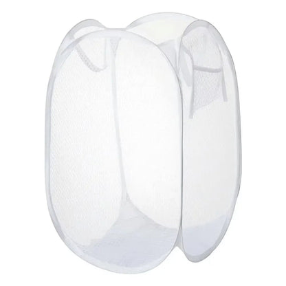 COMFORTH white collapsible mesh laundry hamper with handles, perfect for small spaces and dorm rooms.