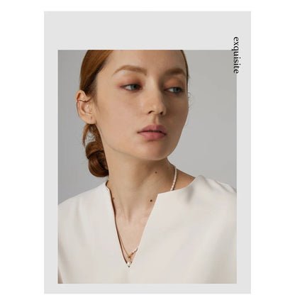COMFORTH Gold chain necklace with freshwater pearls and adjustable slider, lariat style.